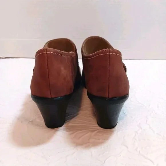 Softspots Brown Leather Mary Jane Block Heels Size 9 Slip On - Picture 4 of 10